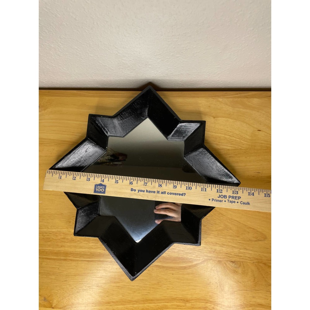 Boho Black Wooden Framed 8 Point Mirror- 12.5 Inch - Picture 5 of 6